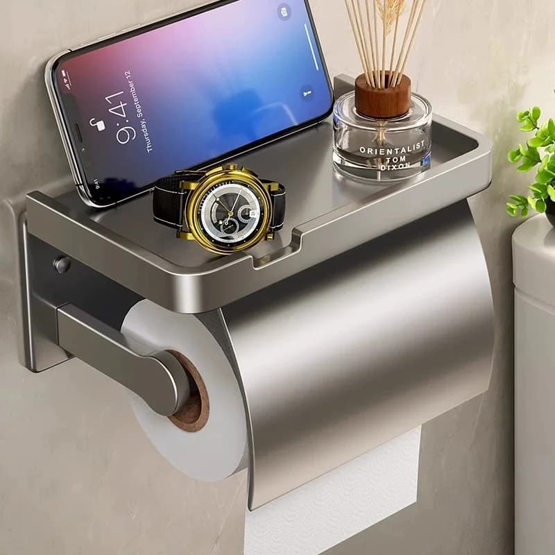 Porta carta igienica a parete senza foratura richiesta, dispenser per fazzoletti da bagno, portaoggetti per WC impermeabile, WC pa