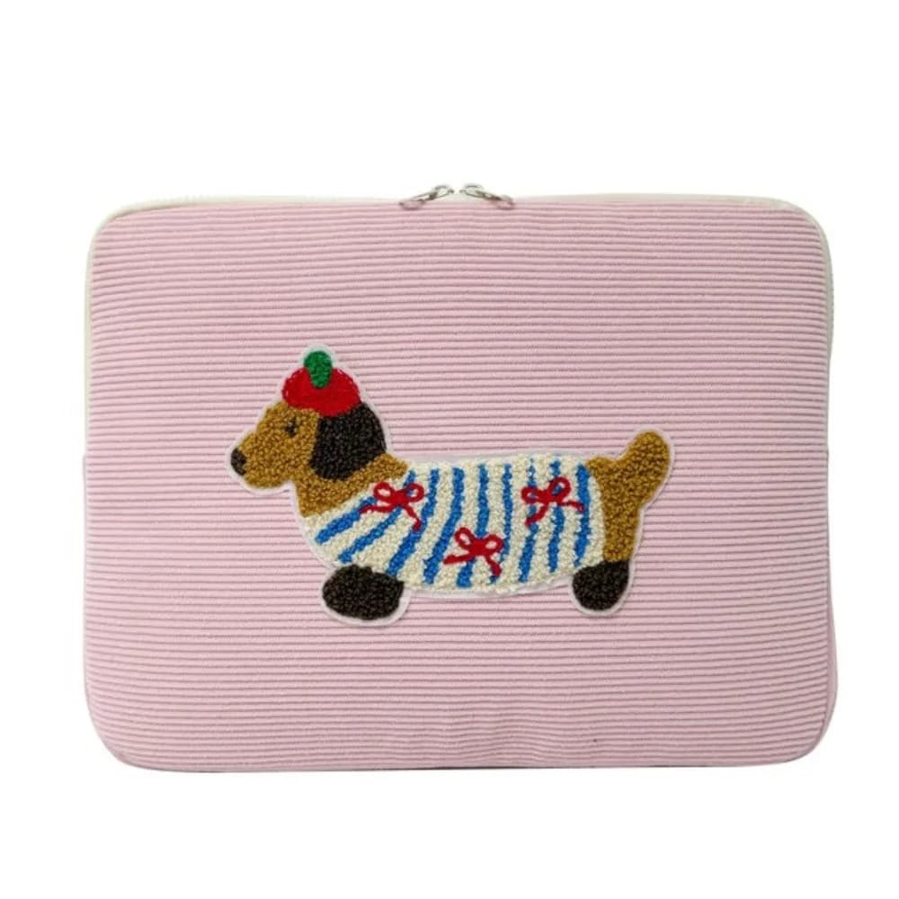 Borsa per laptop resistente all'usura con cane cartone animato Borsa per tablet dolce antiurto Borsa per computer carina e sottile per ragazza Custodia per laptop