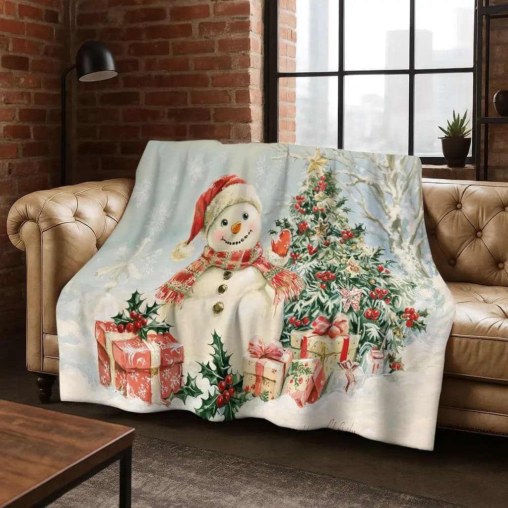 Coperta da tiro morbida e calda in flanella di cartone animato con albero di Natale 3D per camera da letto, soggiorno, letto, campeggio, picnic, regalo