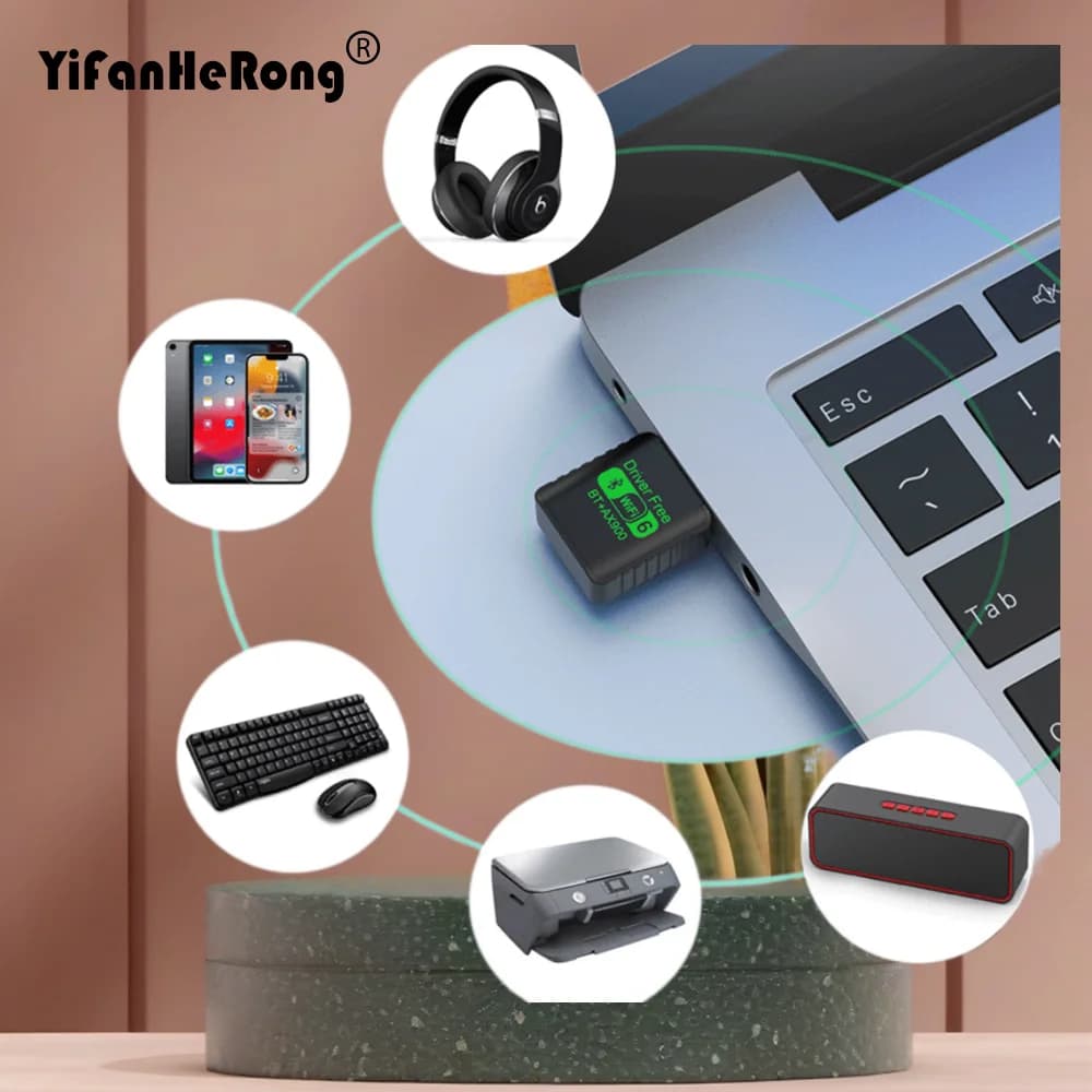 WiFi 6 AX900 BT 5.3 Adattatore USB WiFi Wireless Dual Band 2.4G e 5GHz Antenna Wi-Fi USB per PC/laptop Win10/11 Driver gratuito
