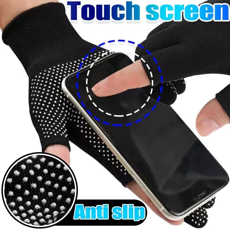 Guanti antiscivolo per touchscreen Guanti unisex comodi in nylon che assorbono il sudore Guanti mezzi guanti elastici e traspiranti per ciclismo all'aperto