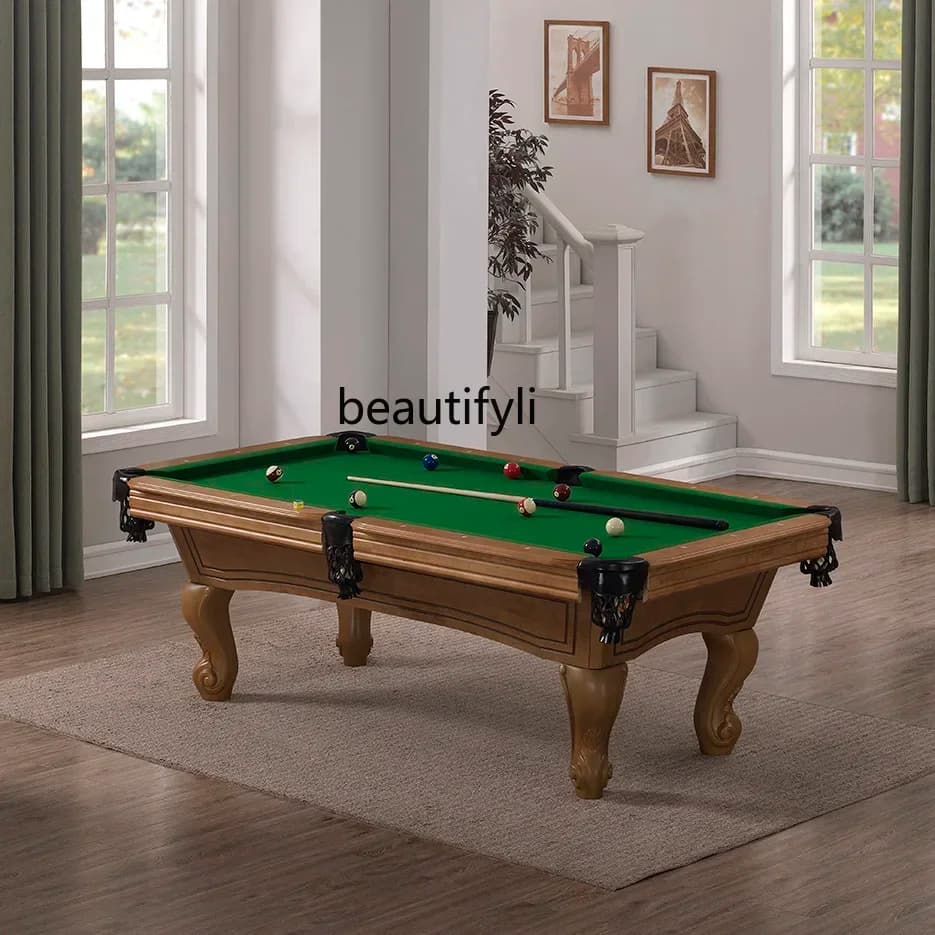 45Pool Table Household 233,33 cm Biliardo Intaglio in legno massello Tavolo antico con palline Tavolo da ping pong americano Bar