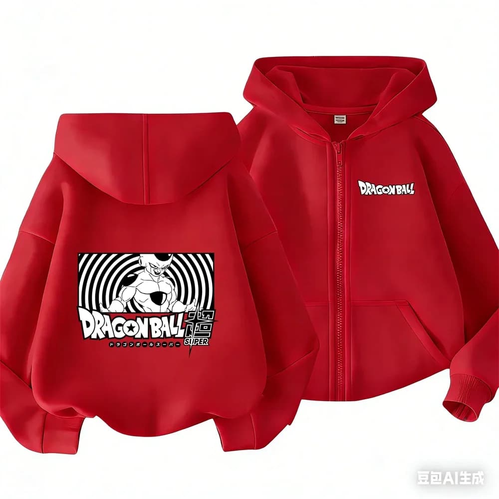 Felpa con Cappuccio e Zip Dragon Ball per Bambini, Primavera-Autunno, Goku Vegeta Super Saiyan, Abbigliamento Anime per Ragazzi e Ragazze, Manica Lunga