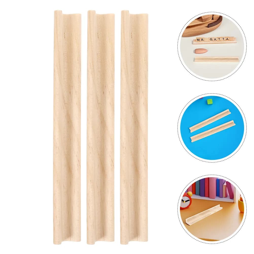 Set di 6 Vassoi in Legno per Esposizione Lettere, Supporti per Domino in Legno Grezzo, Porta Tessere, Accessori Fai-da-Te per Giochi da Tavolo, 19 cm
