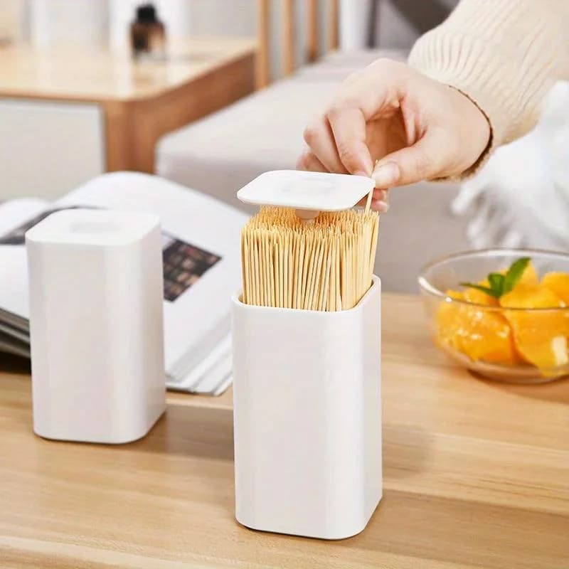 1 Pc Toothpick Holder Dispenser for Automatic Pop Up Plastic Toothpick Container Stand Storage Box for Home Kitchen Office