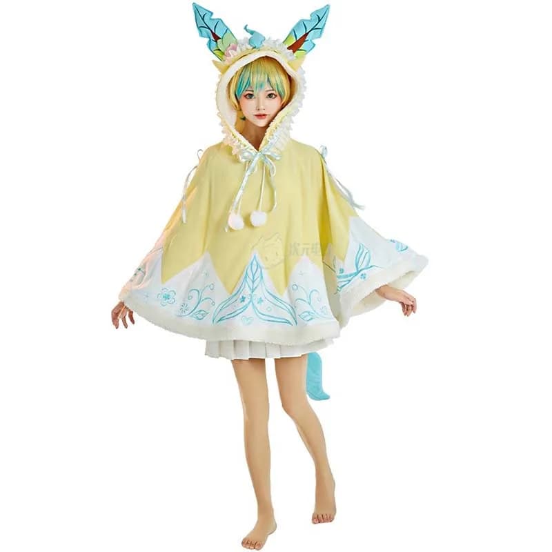 Leafeon Cos mantello Cosplay cappotto caldo autunno inverno tuta antivento Cosplay Leafeon abito casual costume Cosplay di Halloween