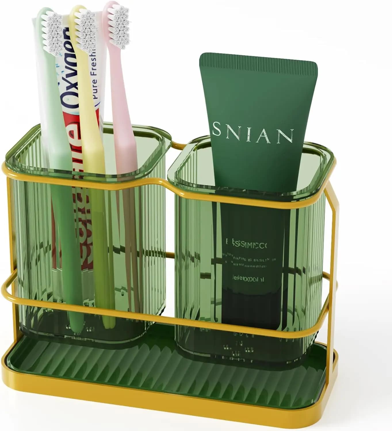 Supporting brush holder, Electric toothpaste holder and wall toothpaste holder for bathroom with hook, 2 toothbrush glasses