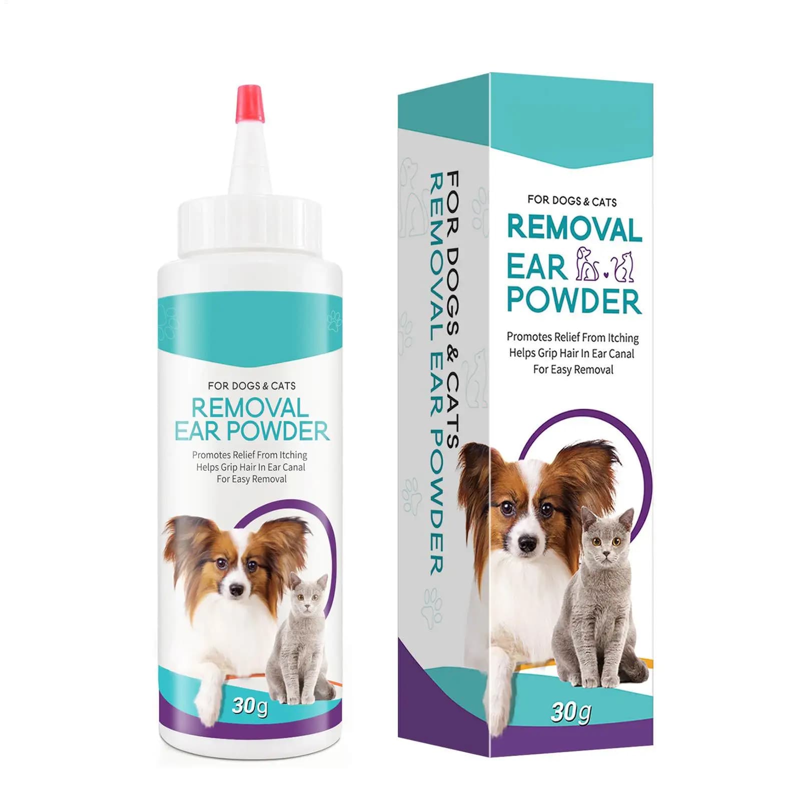 30G Polvere per orecchie per animali domestici Sicuro ed efficiente Sano Lavaggio per orecchie in polvere Rimozione degli odori Accessori per animali domestici Detergente per orecchie per animali domestici Conigli Cani