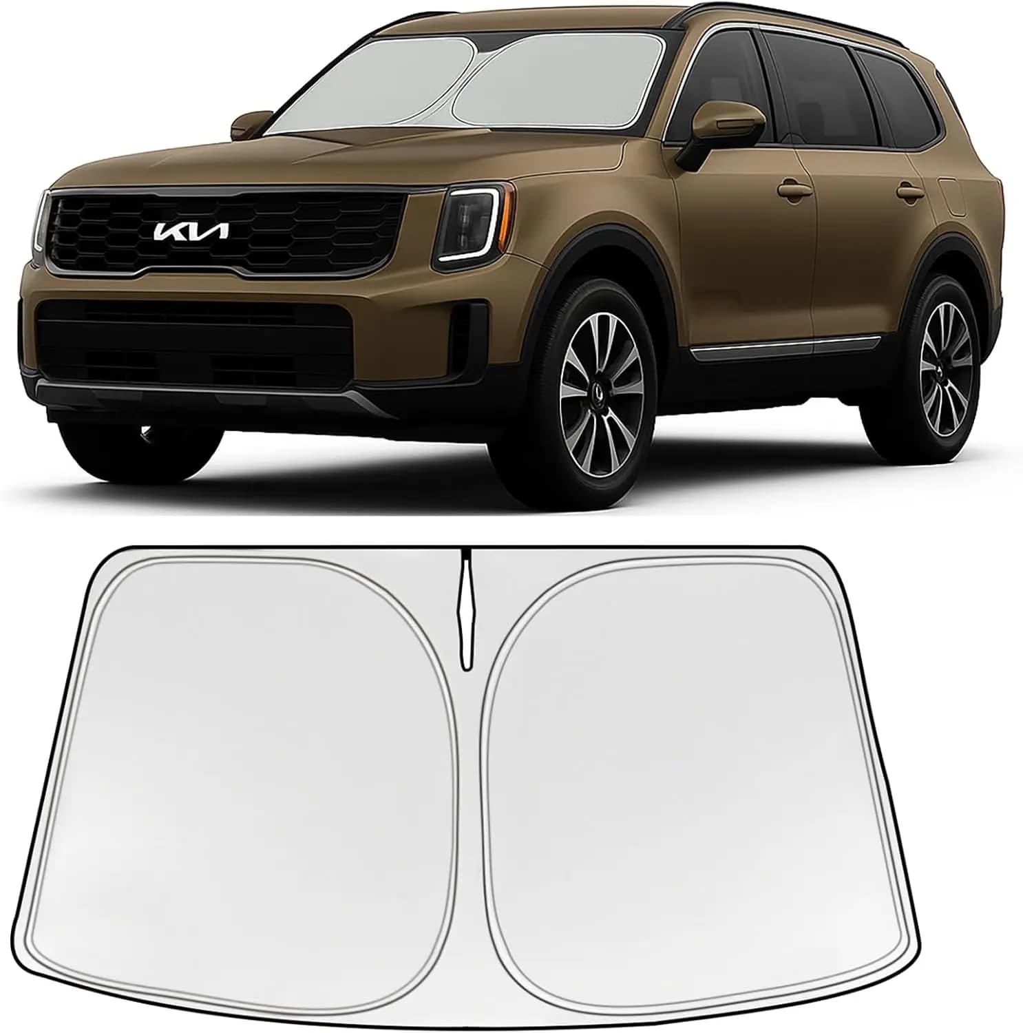 Parasole Pieghevole per Parabrezza Kia Telluride 2020+, Protezione UV a 4 Strati Rinforzata