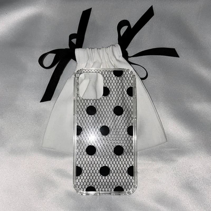 Ins Sexy Girl Wave Point Lace Phone Case for iPhone 17 AIR 16 15 14 13 12 11 Pro MAX X XR XSMAX 7 8 Plus Y2K Transparent Soft Cover