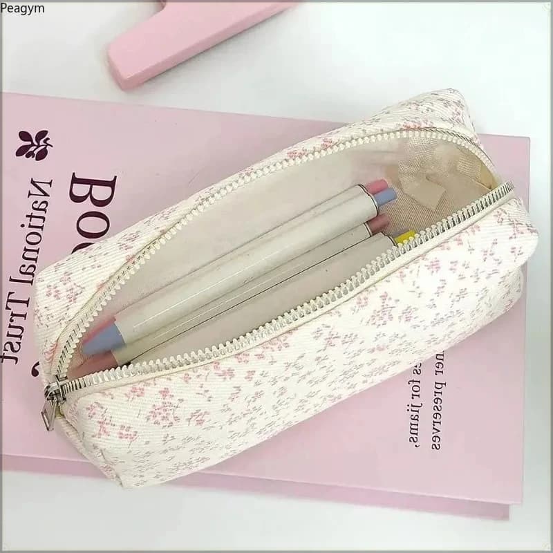 Fresh Pastoral Style Floral Pencil Case, Large Capacity Multifunctional Stationery Storage Bag, Student Back-to-School Organizer