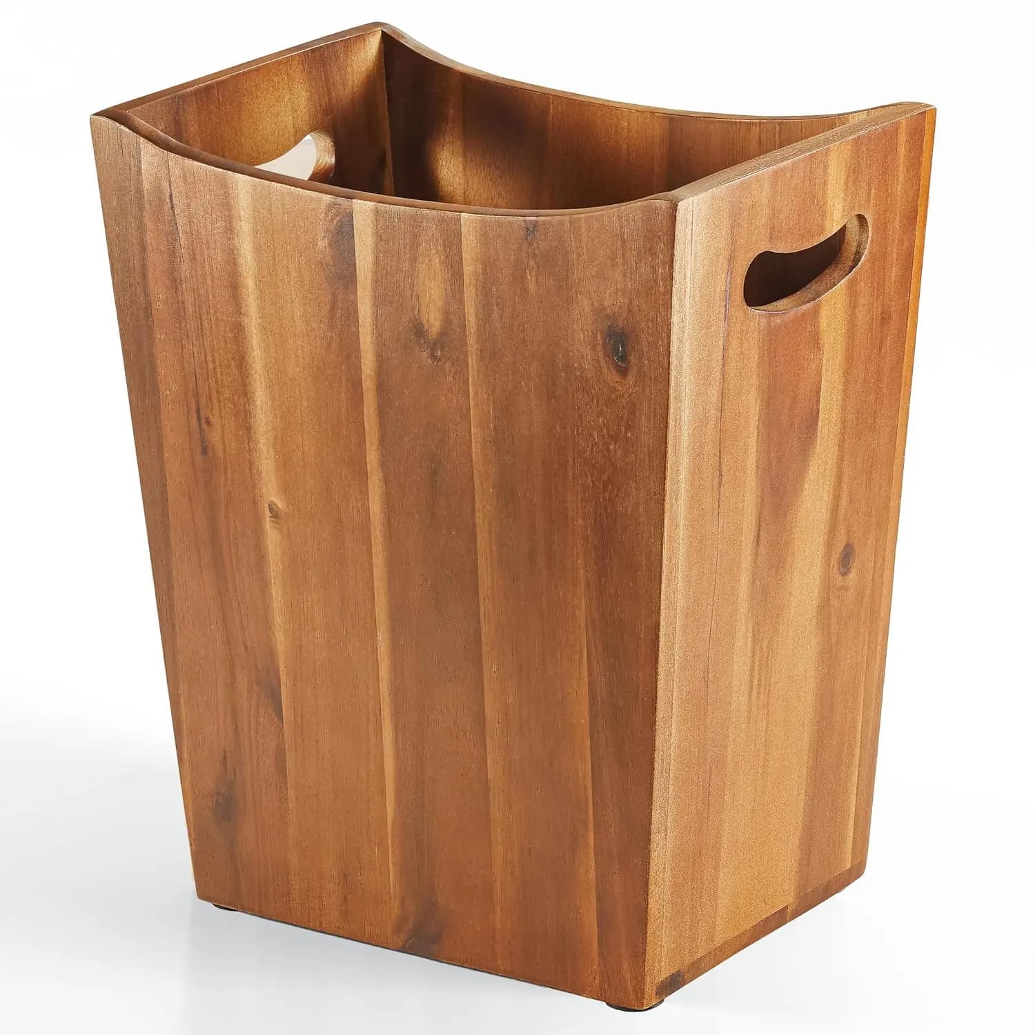 Acacia Wood Wastebasket 2 Gallon Small Trash Can for Bathroom Bedroom Office with Handles