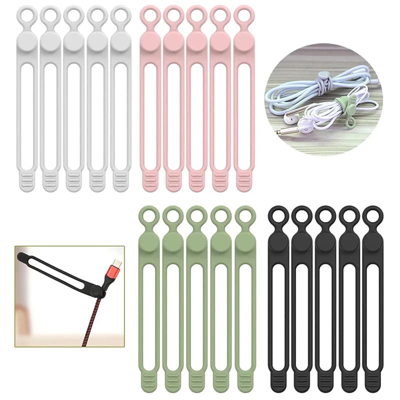 25 fascette fermacavi in silicone riutilizzabili, organizer elastici multifunzionali per la gestione dei cavi, cinghie per il fissaggio e l'organizzazione dei fili