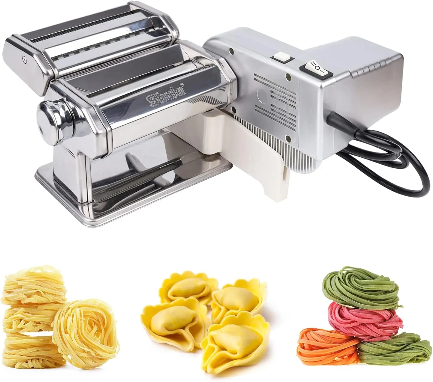Macchina Automatica per Pasta con Motore, Manovella e Rulli Multifunzione per Pasta Fatta in Casa