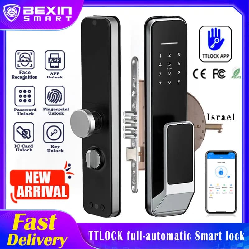 Full automatic TTLOCK APP Smart door lock password dell'impronta digitale outdoor waterproof 6068 smart door lock accesso israeliano