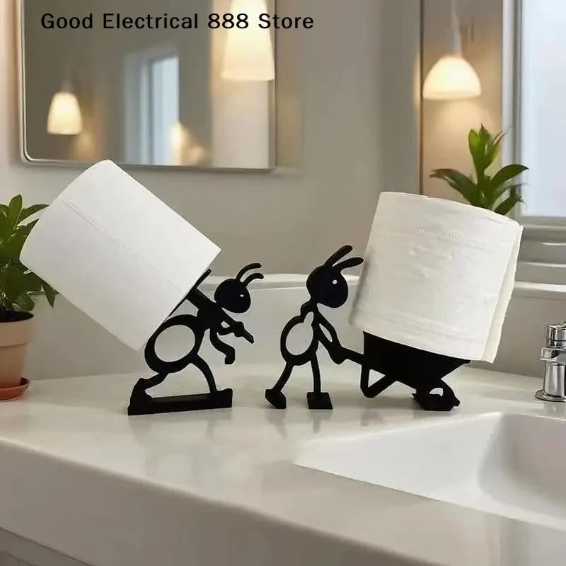 【G】1/2 PCS Cute Ant Shaped Toilet Paper Holder Fun Cartoon Design Sturdy Base For Bathroom Living Room Home Decor