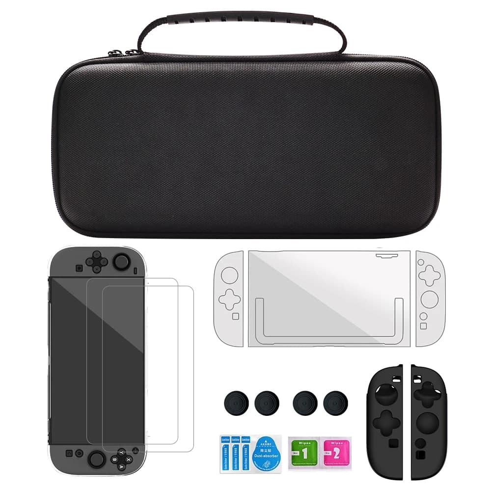 Borsa da viaggio portaoggetti per Switch 2 Impugnature per copertura in silicone Set di pellicole protettive per trasporto portatile per giochi Nintendo Switch 2 NS2