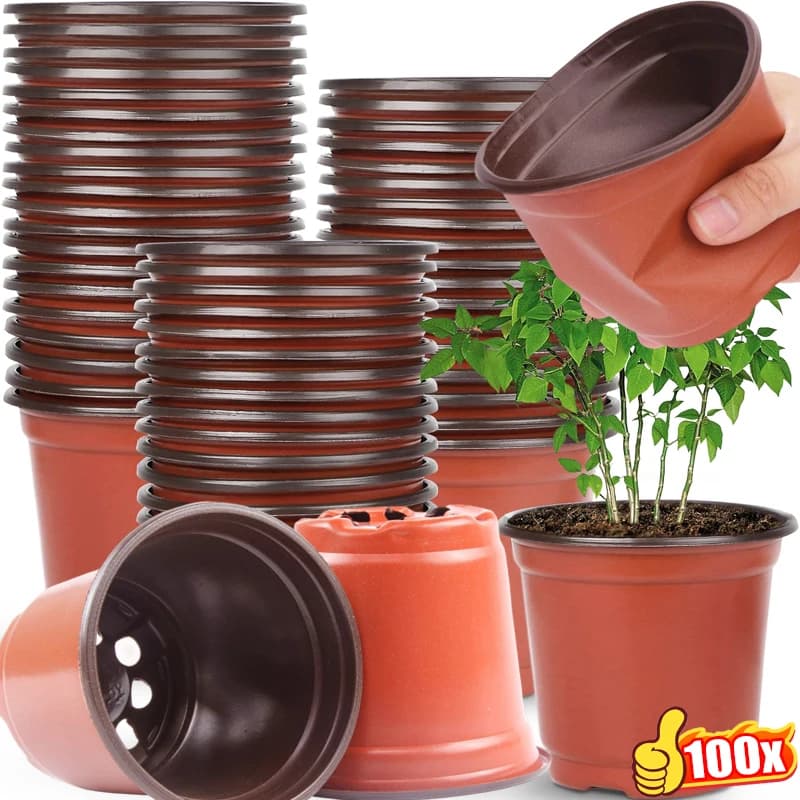 Plastic Plant Vases with Draining Hole, Reusable Container for Seed and Flowers, Small Plant Vase, Garden Accessories