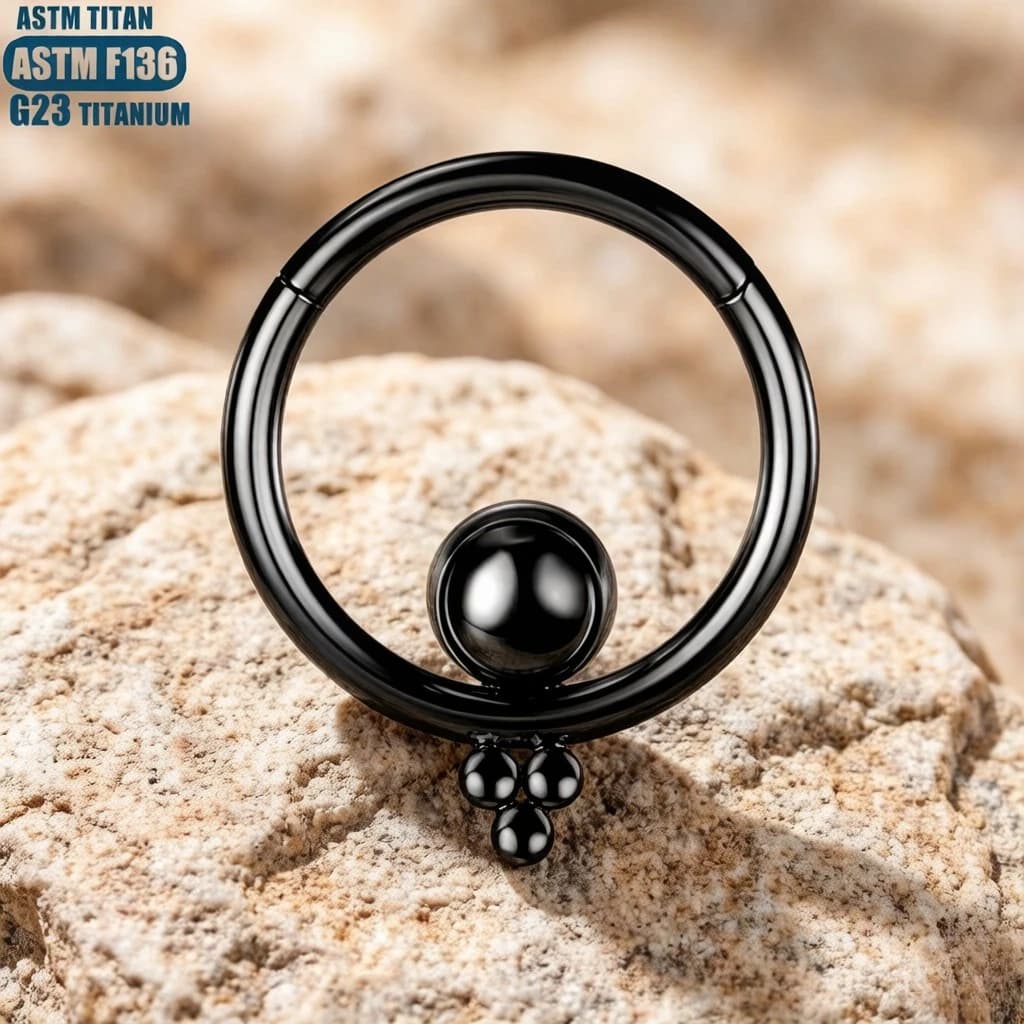 F136 Titanium 16G Ball Septum Ring Hinged Segment Zircon Cartilage Clicker Tragus Daith Earrings - Nasal Septum Body Jewelry