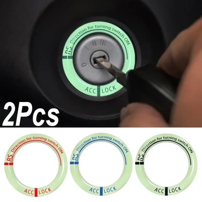 Portachiavi con adesivo luminoso per accensione auto Interruttore a chiave automatico che circonda la decorazione dello stile protettivo Portachiavi fluorescente con bagliore del veicolo