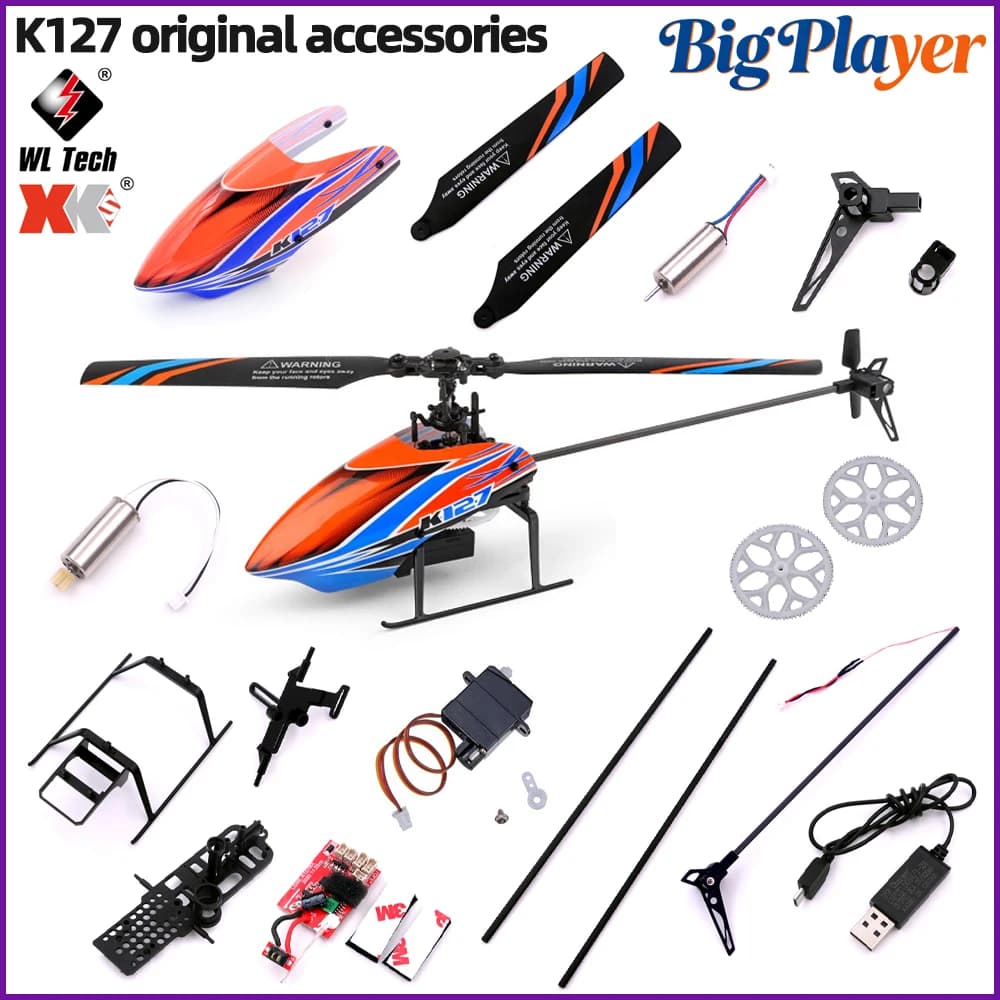 WLtoys XK K127 RC Helicopter Original Parts Servo Gear Main Tail Motor Propeller Swashplate Assembly Replacement Accessories