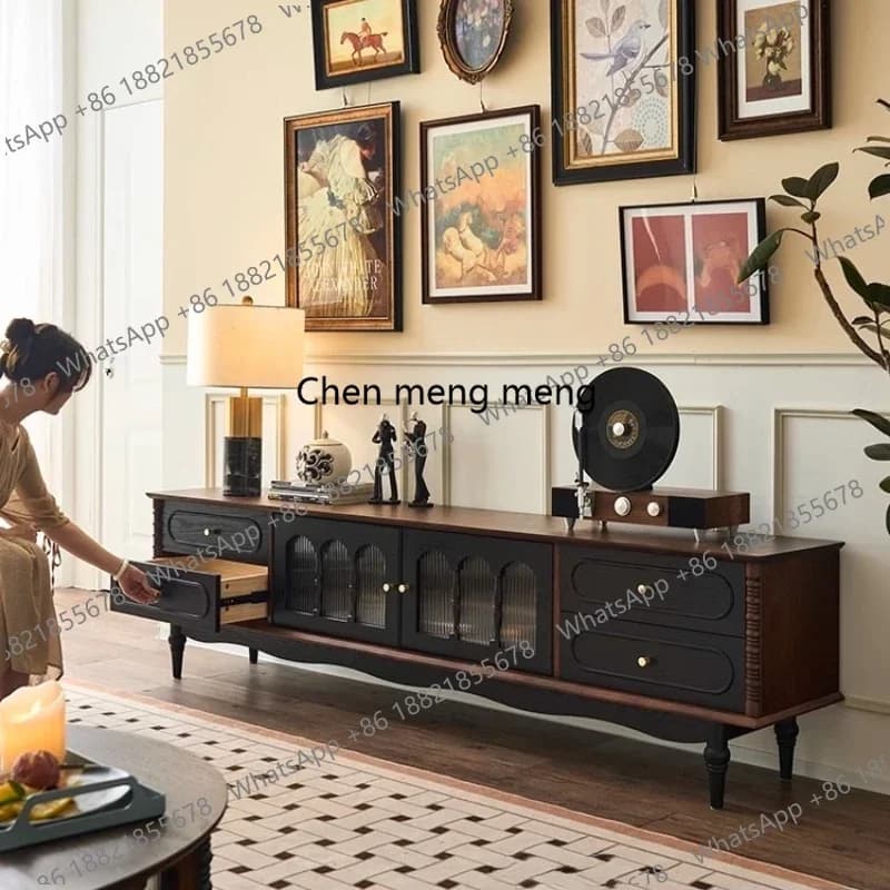 Nuovo Arrivo: Mobile Porta TV Francese con Camino, Supporto per Monitor, Stile Mid-Century, per Salotto, Design Moderno
