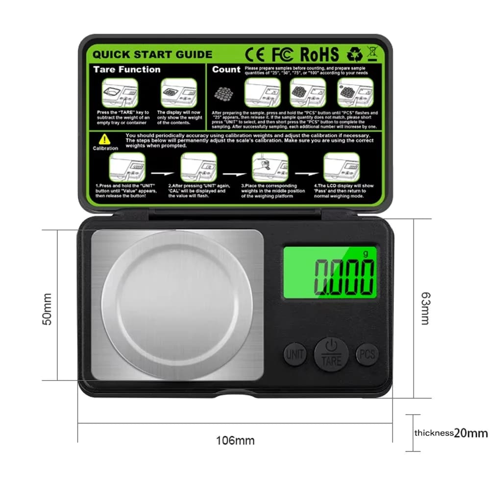 Mini Bilancia Digitale di Precisione per Gioielli e Cucina, Portatile, 100g 0.001g, Alta Accuratezza