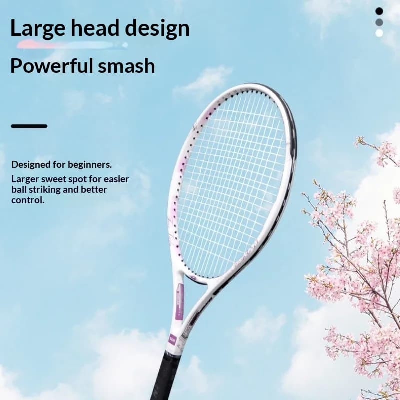 Tennis Rack in Carbon Fiber Monopezzo Pre-Incordata Ultra Light High Rimbalzo Training Set for Children, Junior and Adults with Tennis Bag
