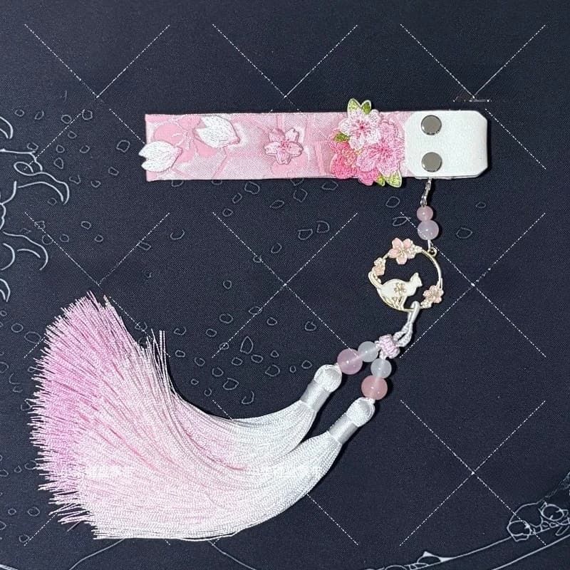 Nastro per tastiera fatto a mano fai da te rosa pallido gattino doppia frangia nastro decorazioni per tastiera meccanica per accessori per regali
