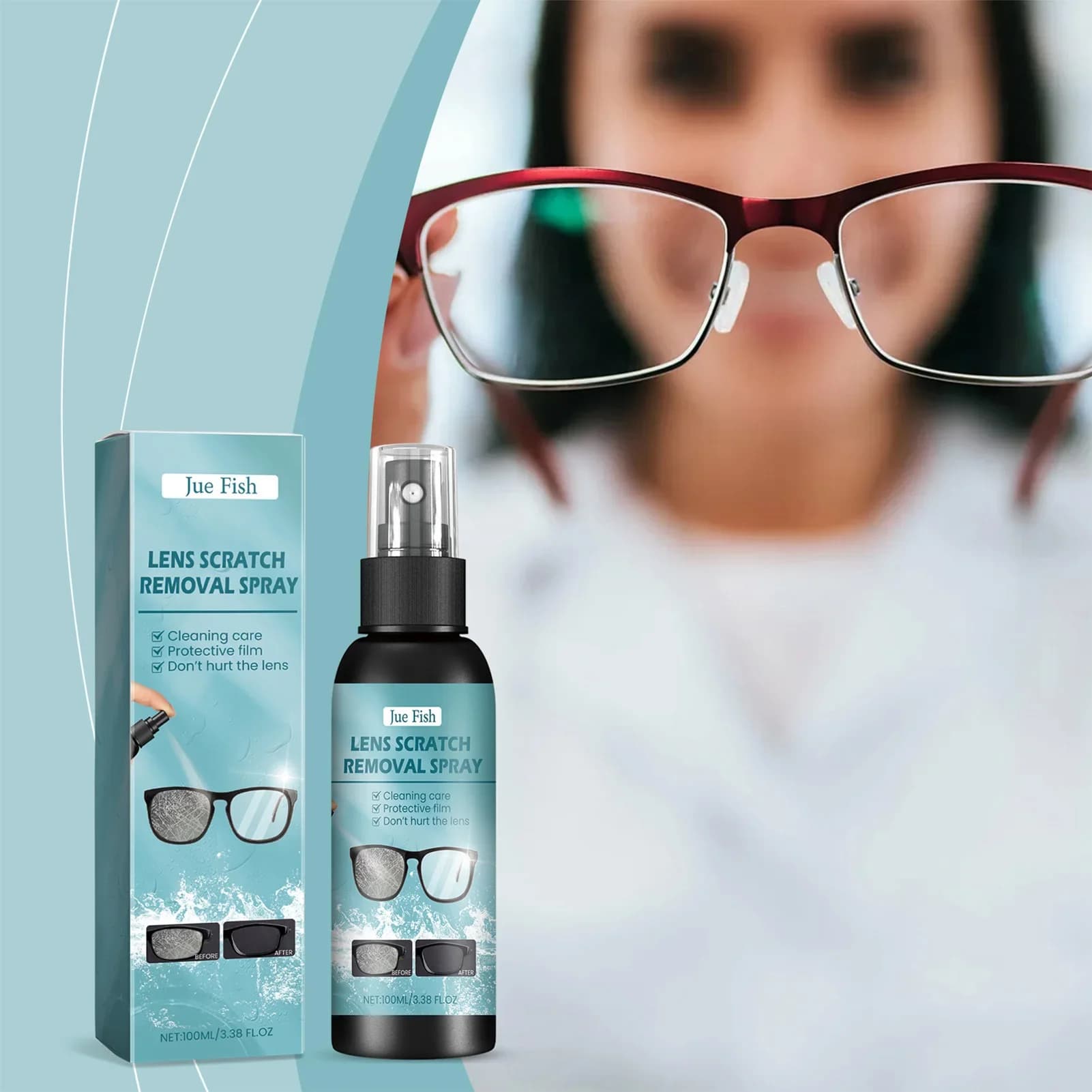 100ml Eye Glass Cleaners Spray 2-in-1 Eye Glass Cleaners & Lens Scratch Remover for Students Workers and Eyeglasses Store
