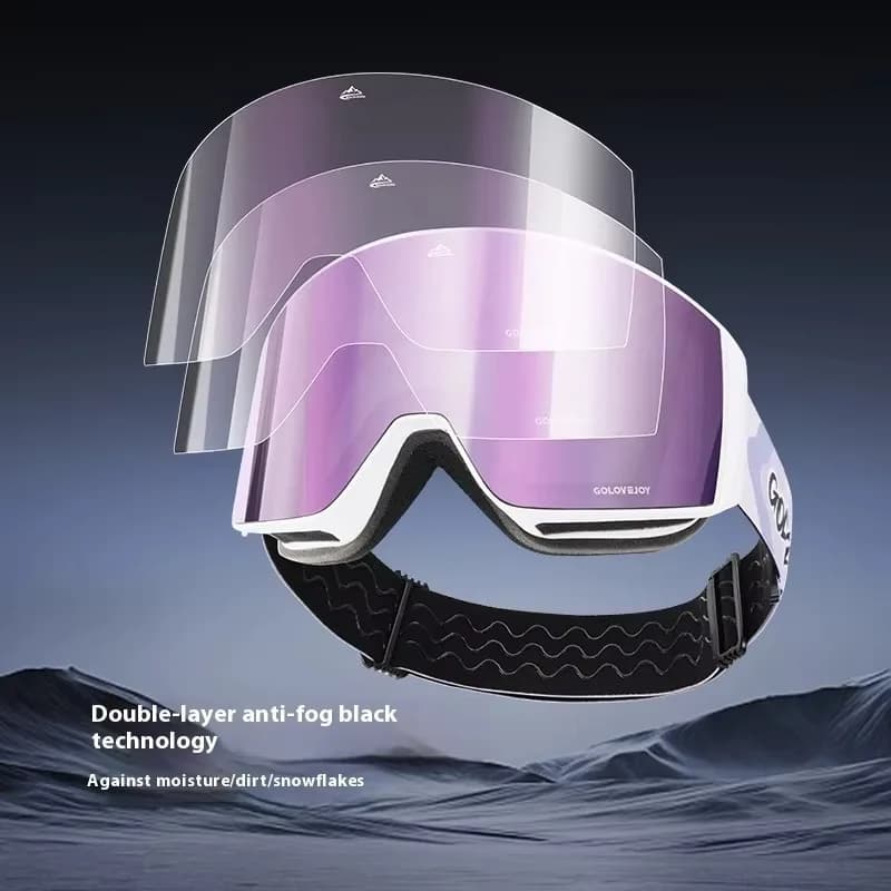 Airo New Double-Layer Anti-Fog Breathing Ski Goggles Magnetic Glasses for Men and Women with Large Cylindrical Single Space