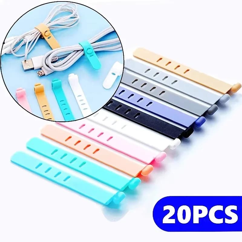 20 Pezzi Organizzatori per Cavi, Clip per Gestione Cavi, Supporto in Silicone per Mouse e Auricolari, Avvolgicavo per Linee Dati