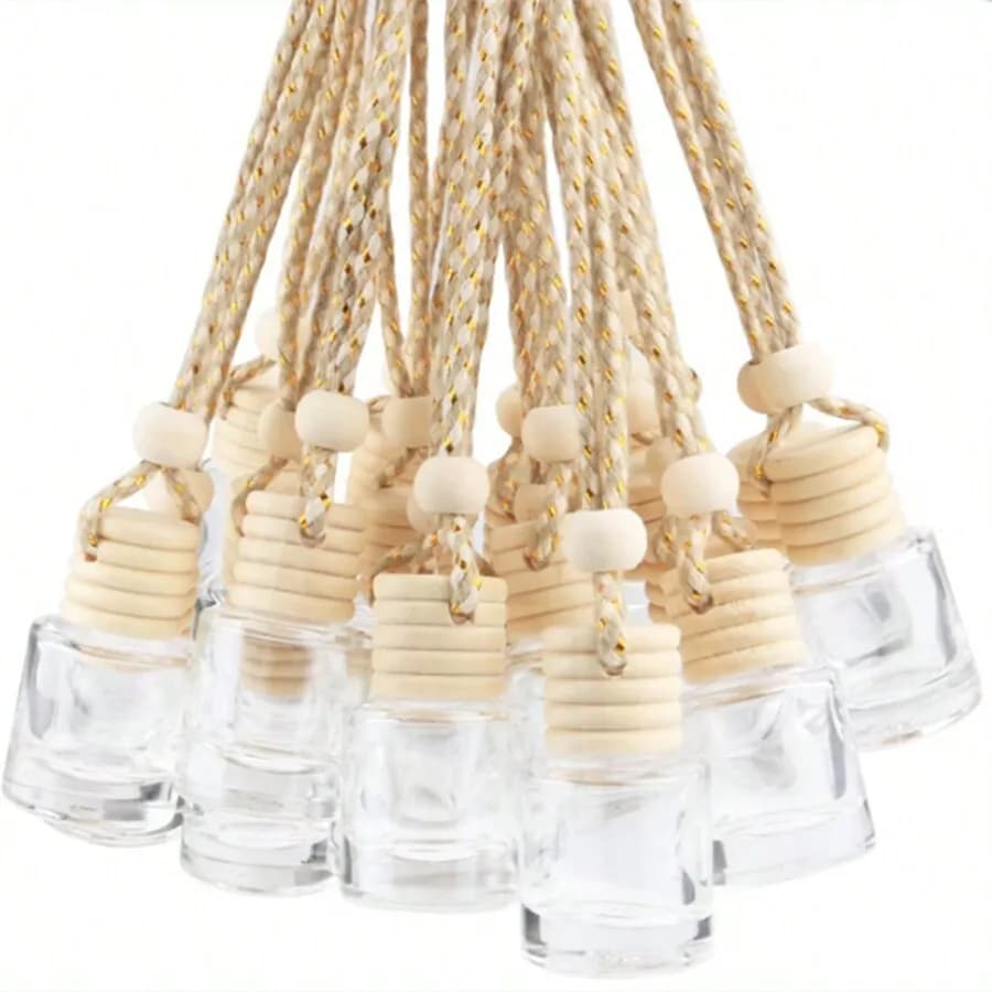 20 8ml Perfume Diffuser Parts - Transparent Glass Flacons with Wood and Corda Beads, for Home, Travel, Gifts