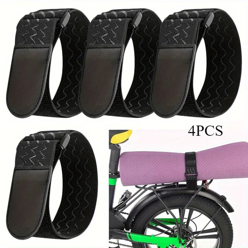Cinghie di fissaggio ad anello riutilizzabili resistenti nere da 4 pezzi Cinghie di fissaggio regolabili Cinghie di fissaggio Cinghie elastiche in velcro