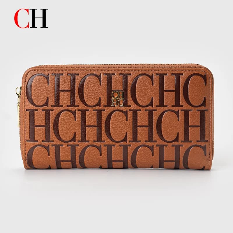 CH Designer Long Wallet for Women Embossed Zip Around Purse Multi Card Slots Large Capacity Clutch Perfect for Daily Commute