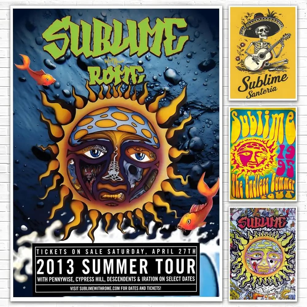 Band Sublime Poster Poster All-match HD Waterproof Self-Adhesive Wall Art Sticker For Home Bedroom