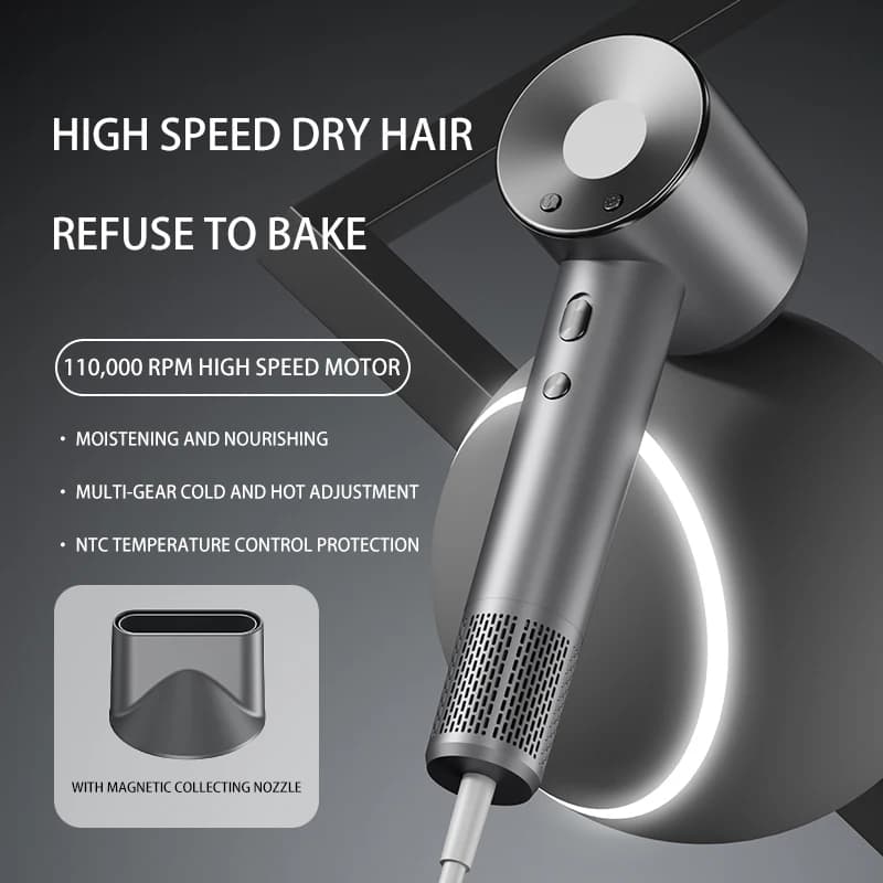 High-speed electric hair dryer 1600W Negative ions Hair care Fast drying Low noise No hair injury