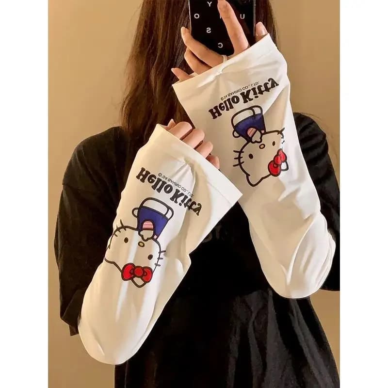 Manicotto Protettivo Solare Kawaii con Protezione UV Estiva, Manicotto Rinfrescante a Cartone Animato Sanrio Hello Kitty, Manicotto Parasole Ampio e Rinfrescante