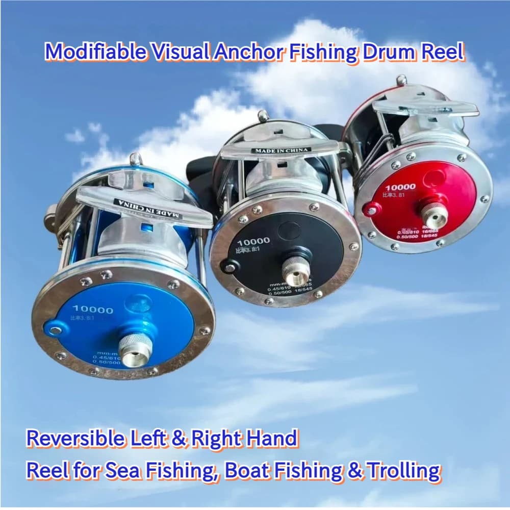 Heavy Duty Metal Drum Reel Visual Anchor Fish Modification Left/Right Hand Interchangeable Saltwater Boat Trolling Jigging Reel