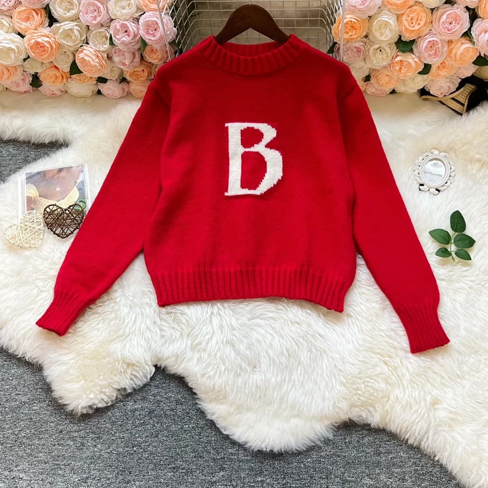 YuooMuoo Maglioni da donna 2025 Autunno Inverno Lettera lavorata a maglia Pullover a maniche lunghe Top Maglioni femminili Streetwear Abiti da donna
