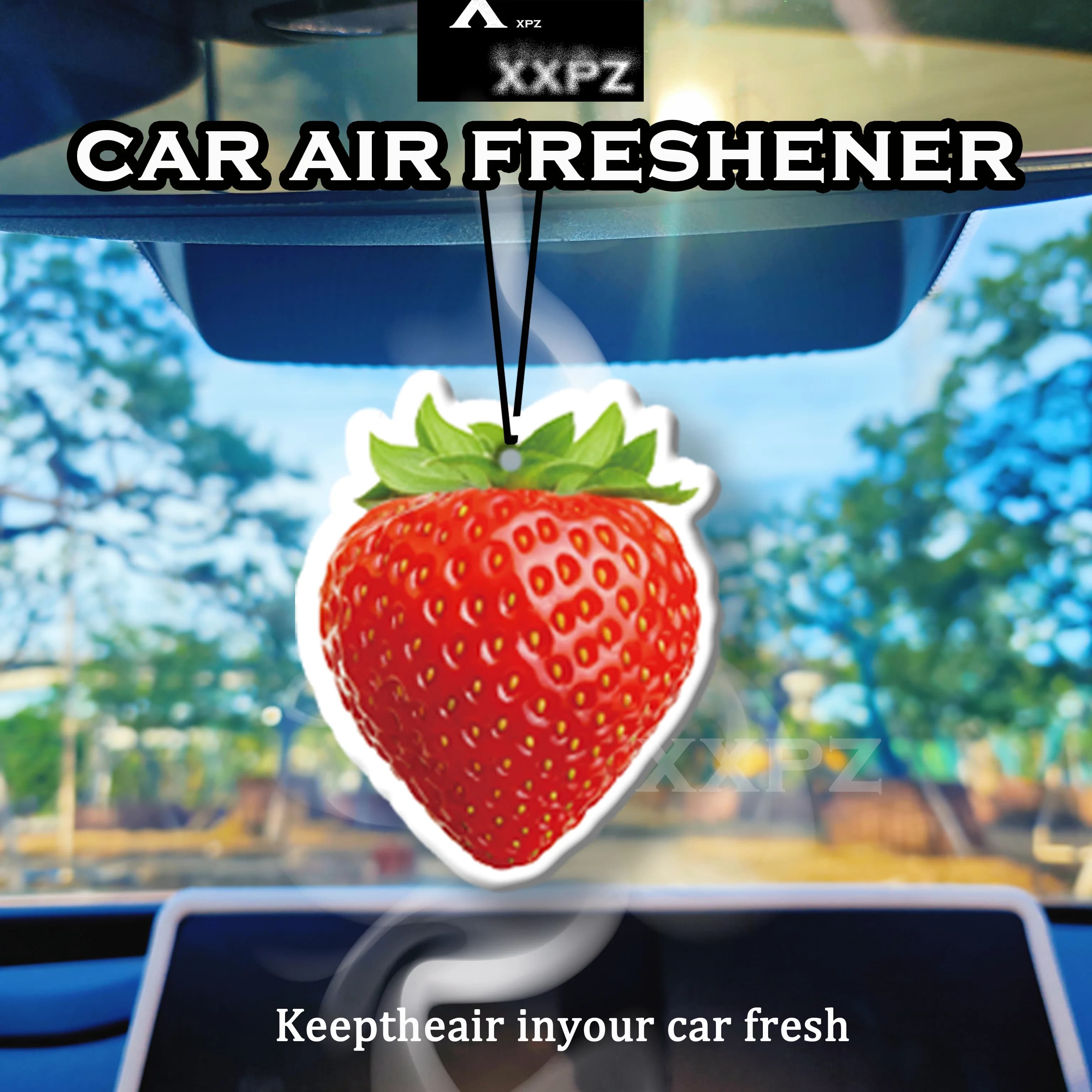 1/3 Deodorant Parts for Cars in Strawberry Shape, Auto Accessories, Suspended Scenter with Sweet and Fruity Fragrance, Essential Oil Diffuser, Gift for Friends