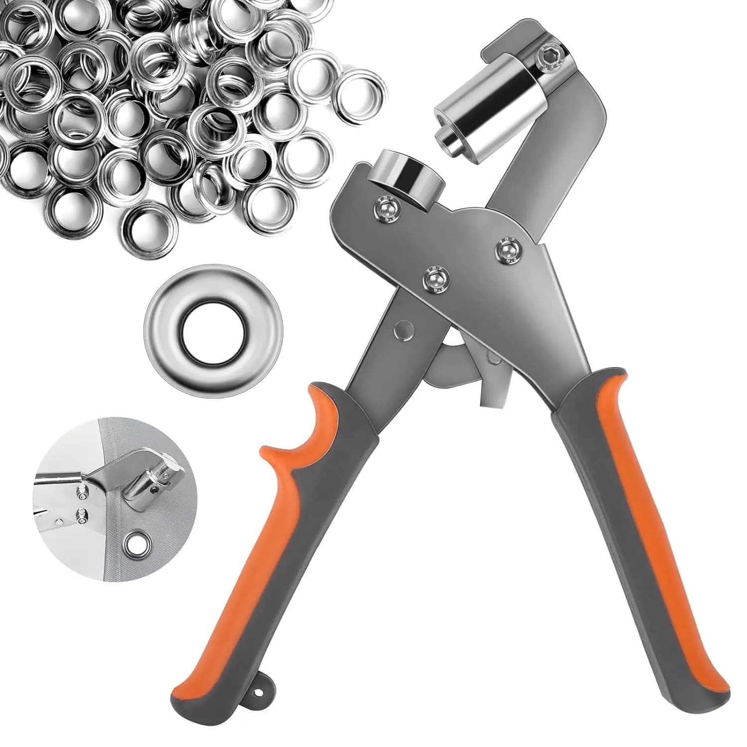 Professional Eyelet Punch Kit with 300 Eyelets for Tarpaulin Fabrics Shoes Bag Belt Scrapbooking Magnetic Grommet Eyelets Set