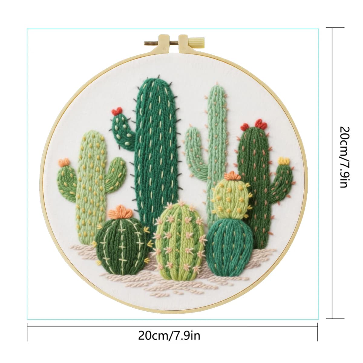 Kit per Ricamo a Punto Croce Fai da Te con Cactus 20X20CM/15X15CM, Arte del Ricamo per Regalo