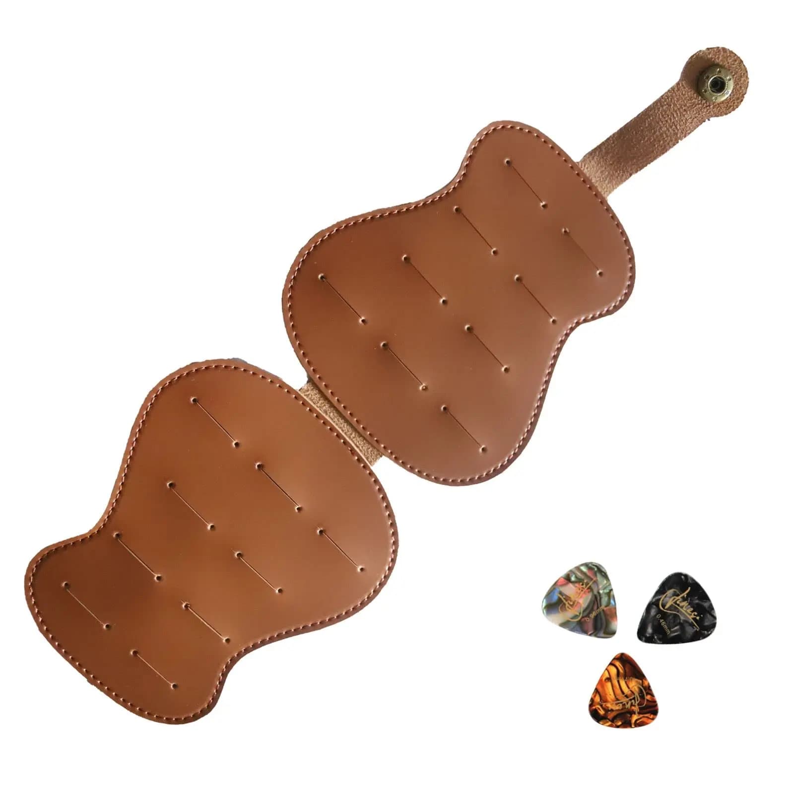 Custodia porta plettro per chitarra in pelle, porta plettro per chitarra in pelle PU fatta a mano con 18 slot per plettri per chitarra