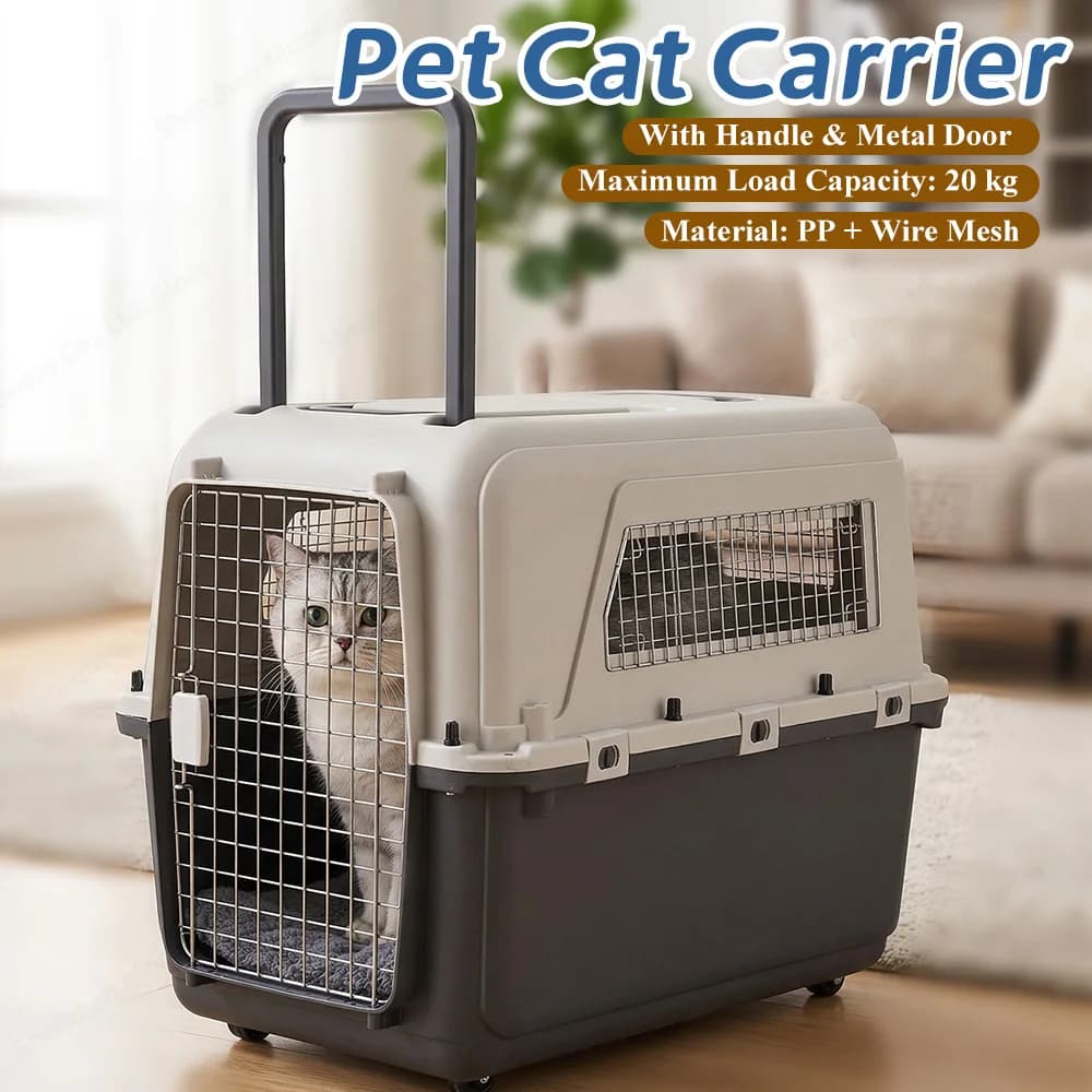 Trasportino per Cani e Gatti Resistente per Viaggi Aerei - Lunghezza 84cm/Larghezza 55cm/Altezza 64cm - Ideale per Cuccioli e Gattini