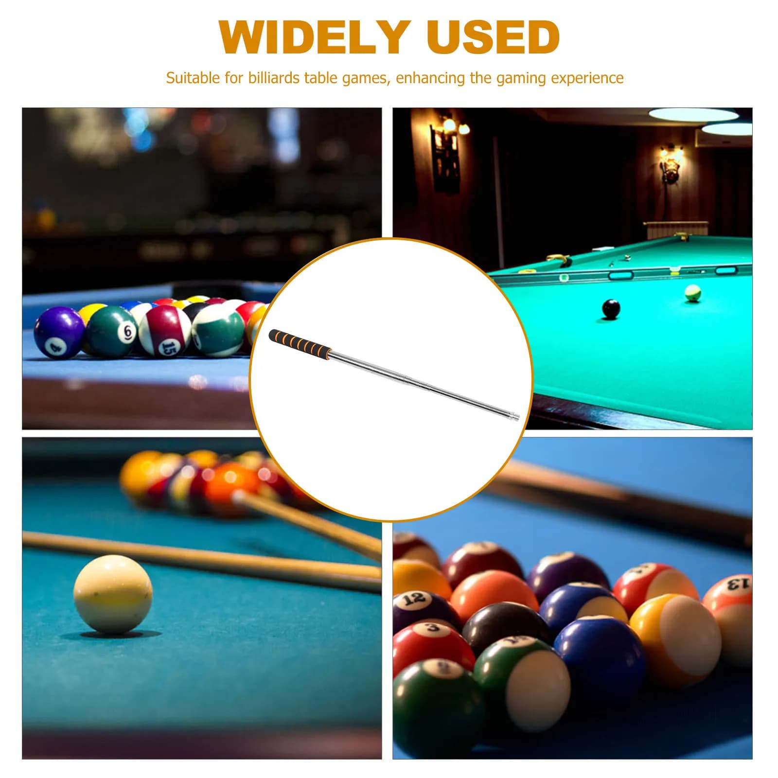 Stainless Steel Telescoping Billiards Cue Stick Retractable Pool Cue Extension Detachable Bridge Head for Enhanced Control Pool