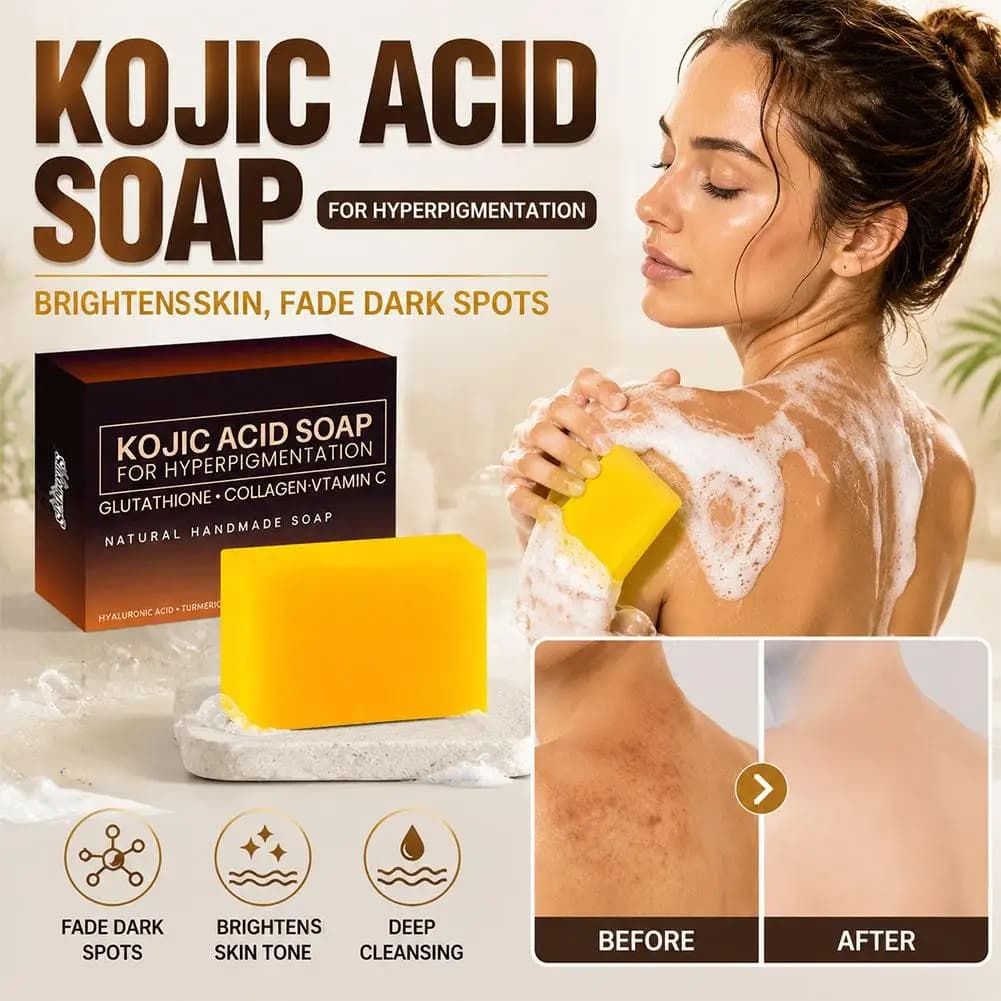 100g Kojic Acid Soap Bar With Glutathione Vitamin C Brightening Fade Dark Spots Deep Cleansing Face Body Whitening Soap