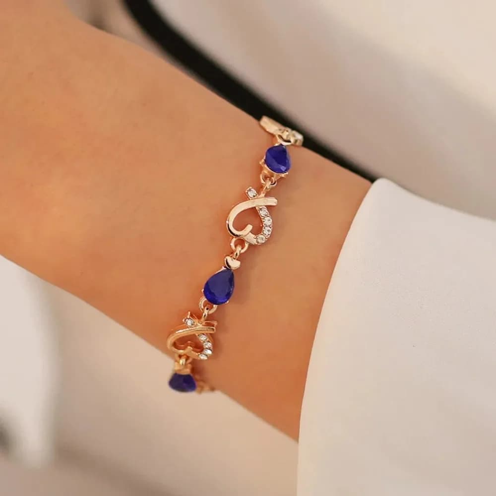 Nuovo braccialetto a catena a forma di cuore in cristallo austriaco colorato bellissimo 5 colori per regali di gioielli di moda da donna