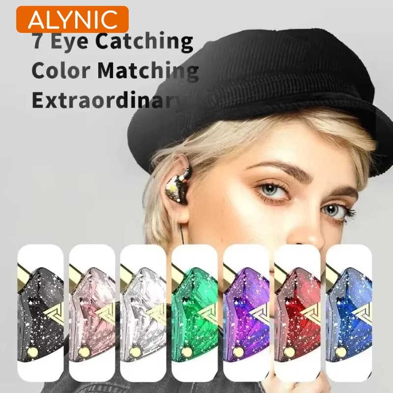 Alynic Dynamic HIFI Bass headphones In Ear Monitor Sport Noise Cancelling 3.5mm wired headphones with microphone