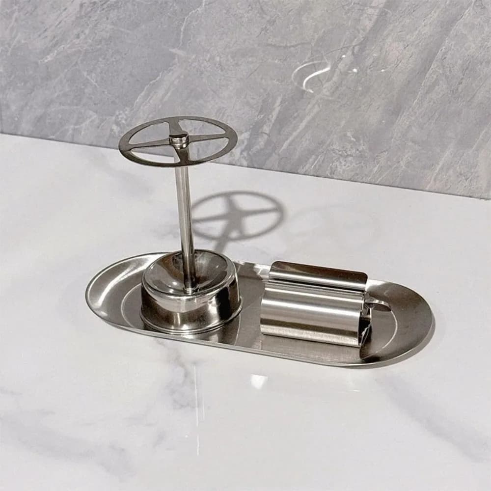 3pcs/Set Stainless Steel Toothbrush Holder Rustproof Multi-Functional Bathroom Storage Shelf Space Saving Toothpaste Rack